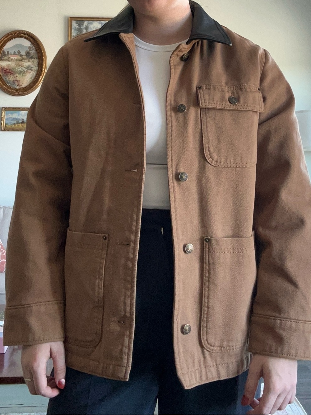 Abercrombie & Fitch Women's Brown Workwear Jacket with Contrast Collar